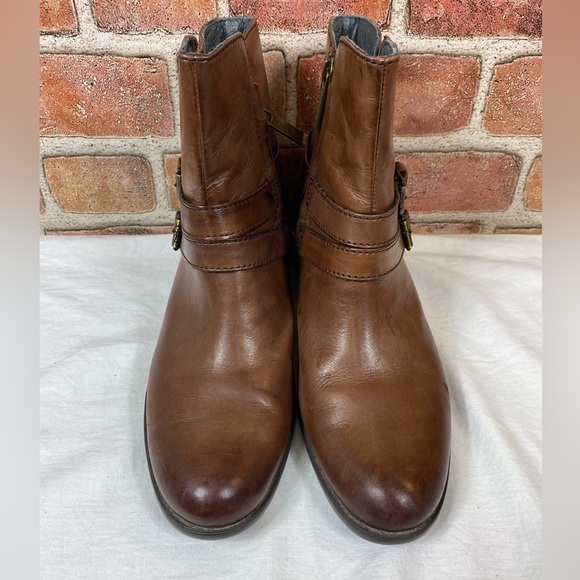 Bussola Antwerpen Rust Brown Leather Womens Ankle Boots Zip Buckle EU40 US 9-9.5 - Picture 2 of 9